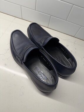 Salvatore Ferragamo Men’s Dark Navy Leather Penny Loafers